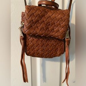 Aimee Kestenberg Mini Bali Woven Leather Backpack - color: cinnamon (brown)